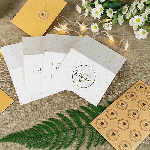 12 biglietti di ringraziamento colorati con 4