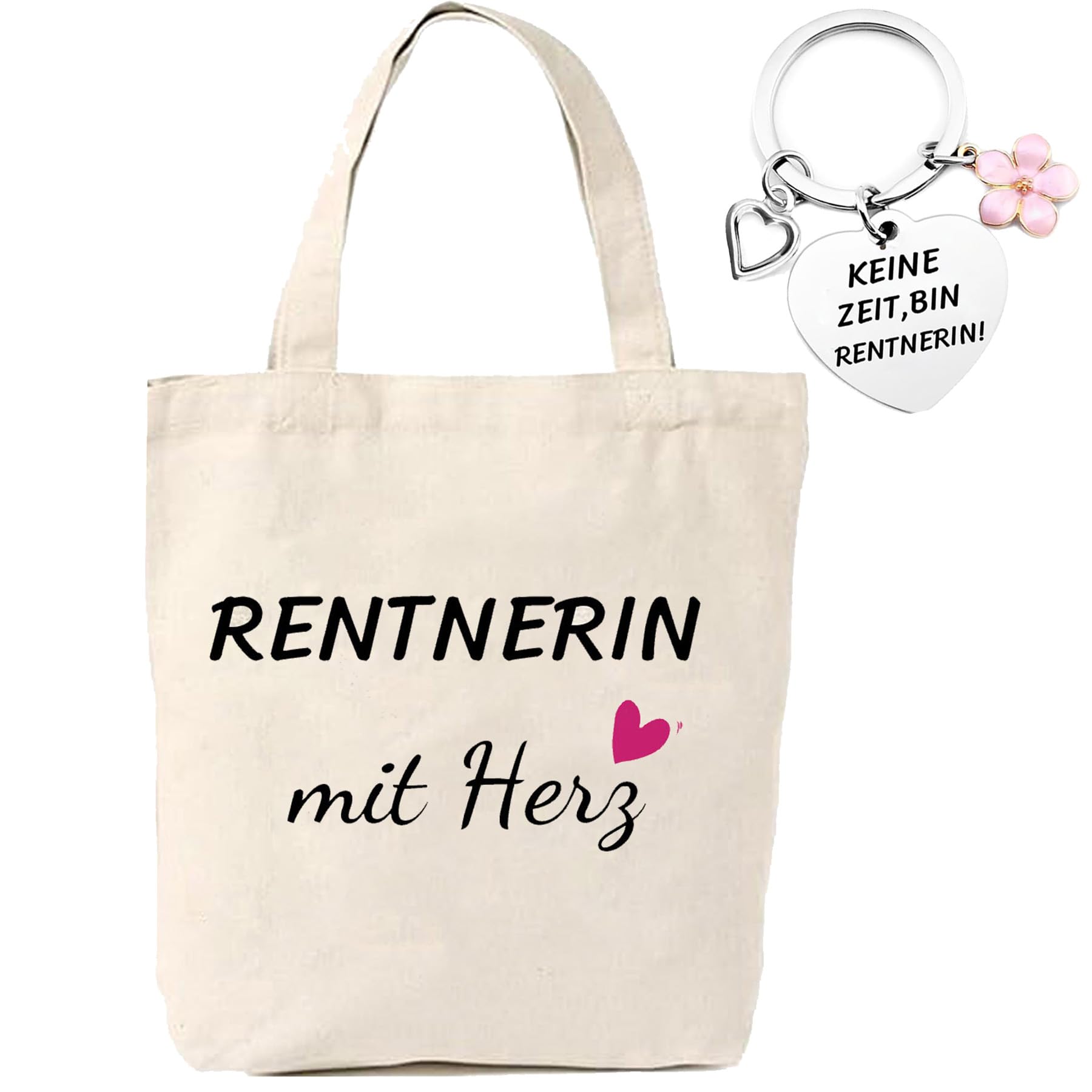 Borsa Regalo In Iuta Per Donna Pensionata - Con Portachiavi In Acciaio E Biglietto Auguri