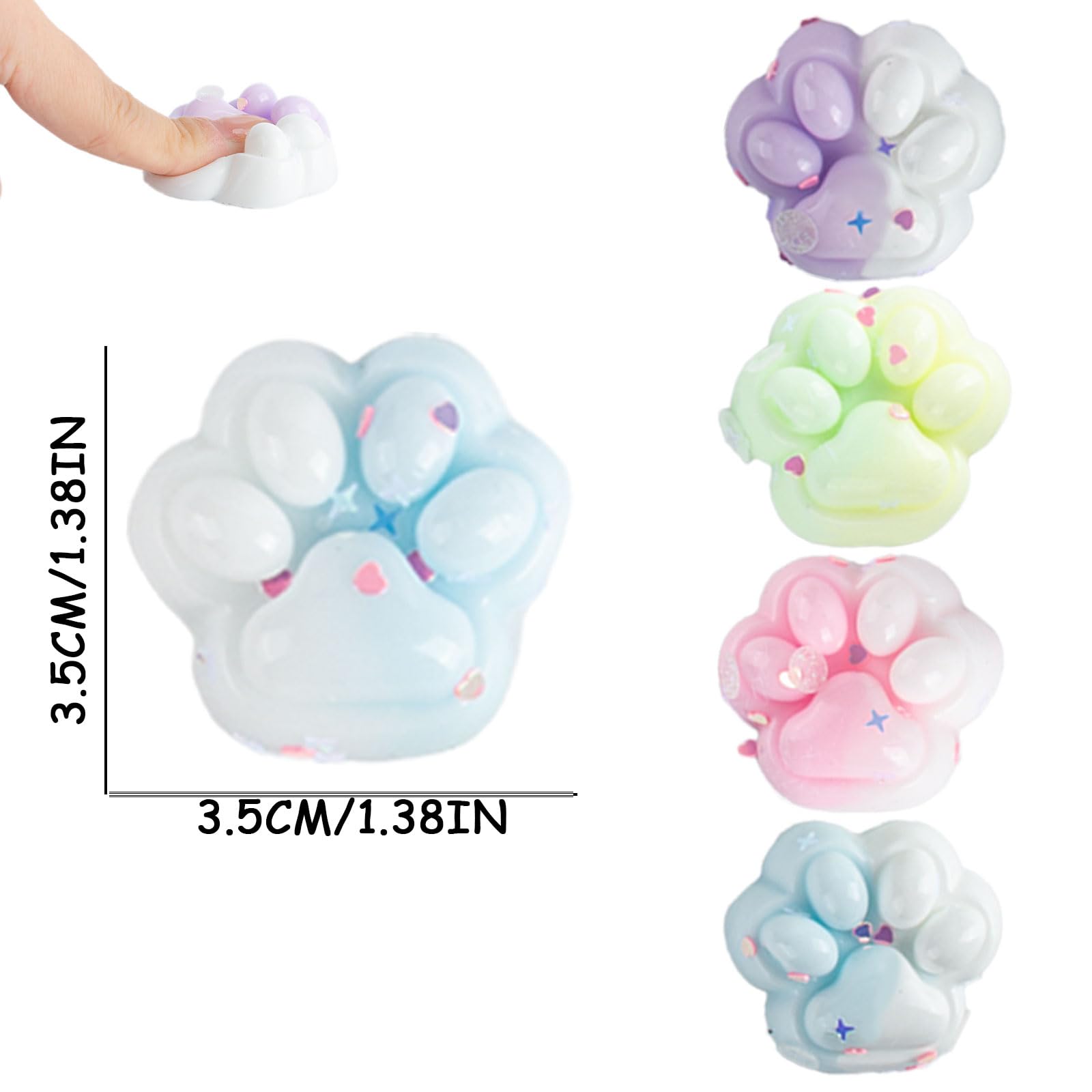 Lot De 5 Squishy Patte De Chat MUNSKT – Dégradé De Couleurs – Anti-stress à Remontée Lente – Silicone Non Toxique – Cadeau Anniversaire, Fête, Déco Bureau