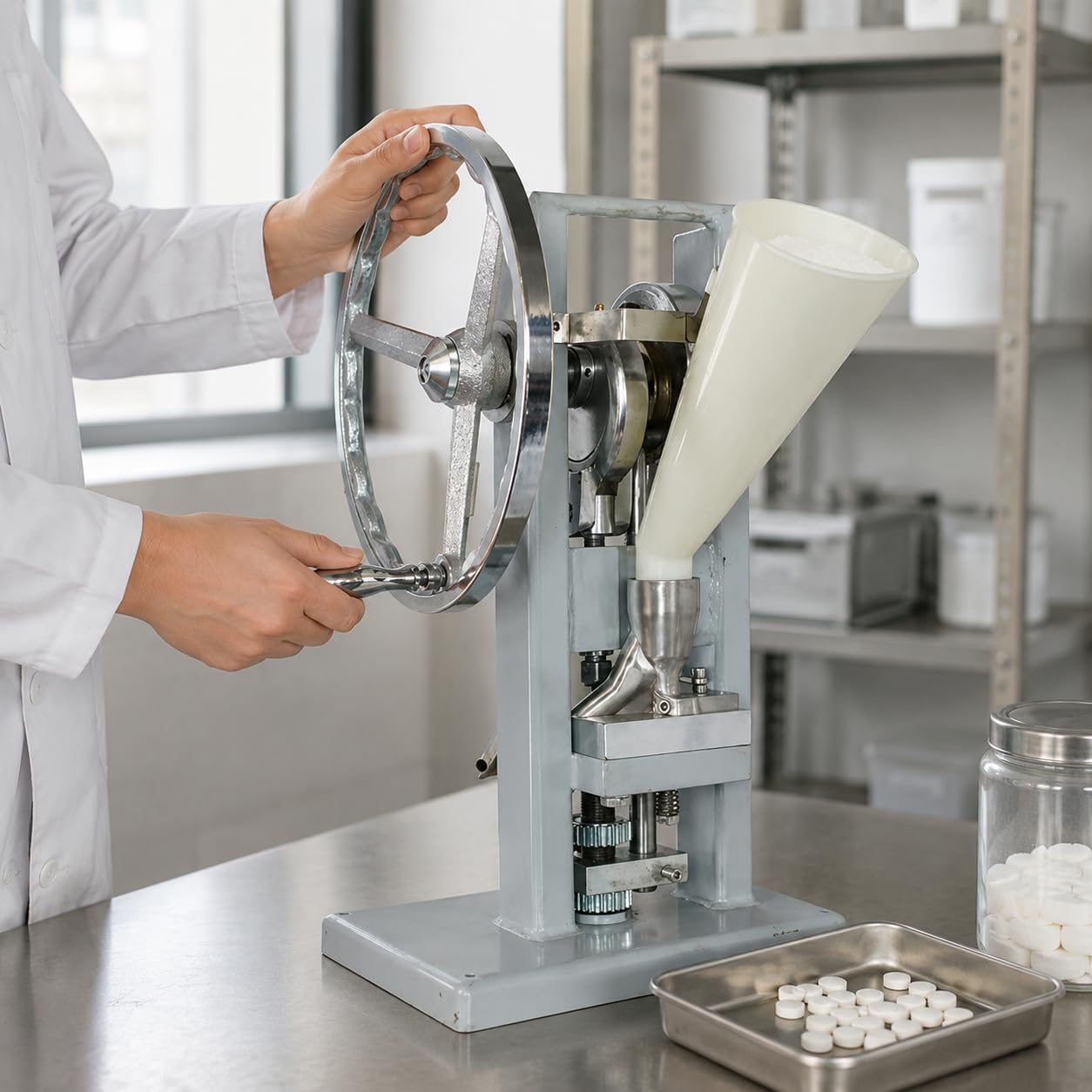 Macchina manuale della pressa da perforazione con spessore regolabile da 0-6 mm, uscita 0-2000 pezzi/ora, 330 x 220 x 520 millimetri