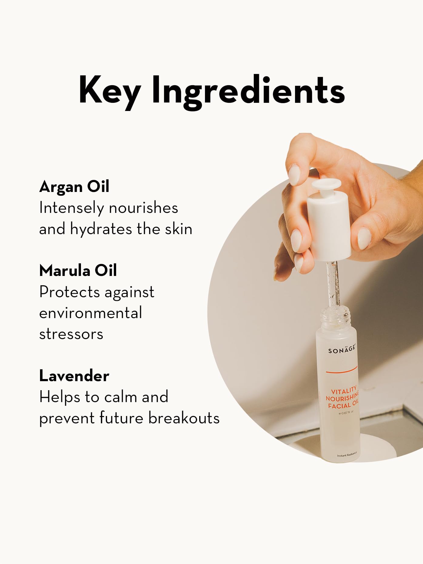 Sonage Vitality Nourishing Facial Oil - Hydrate & Glow with Argan and Marula Oils - Perfect for Massage