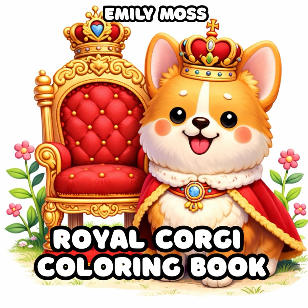 Royal Corgi Coloring Book: Cute, Cozy Royal Corgis in Palaces and Gardens: A Coloring Book for Kids, Teens, and Adults, Relaxing Coloring Pages for Stress Relief and Mindfulness