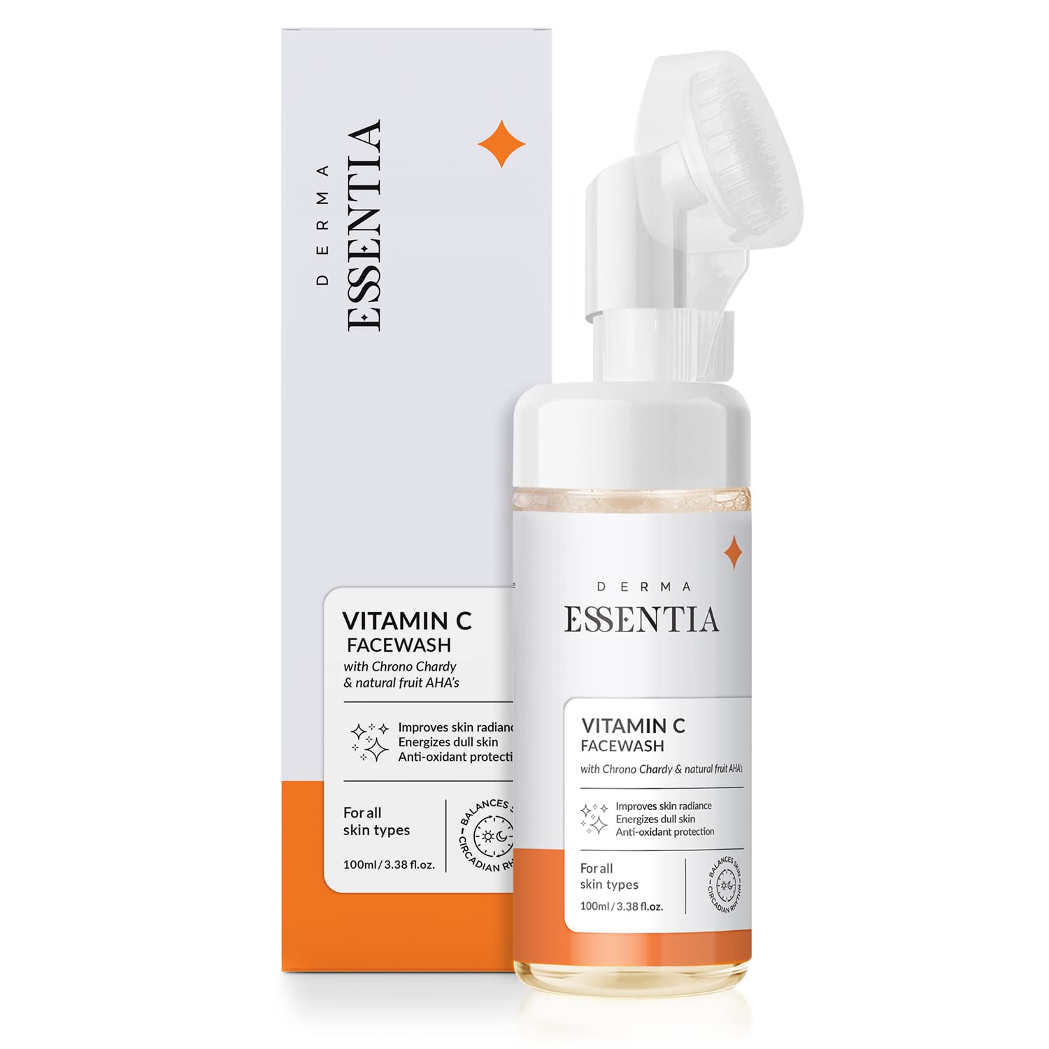 Derma Essentia Vitamin C Face Wash | Gentle Exfoliating Face Wash | Clear and Glowing Skin | 100 ml