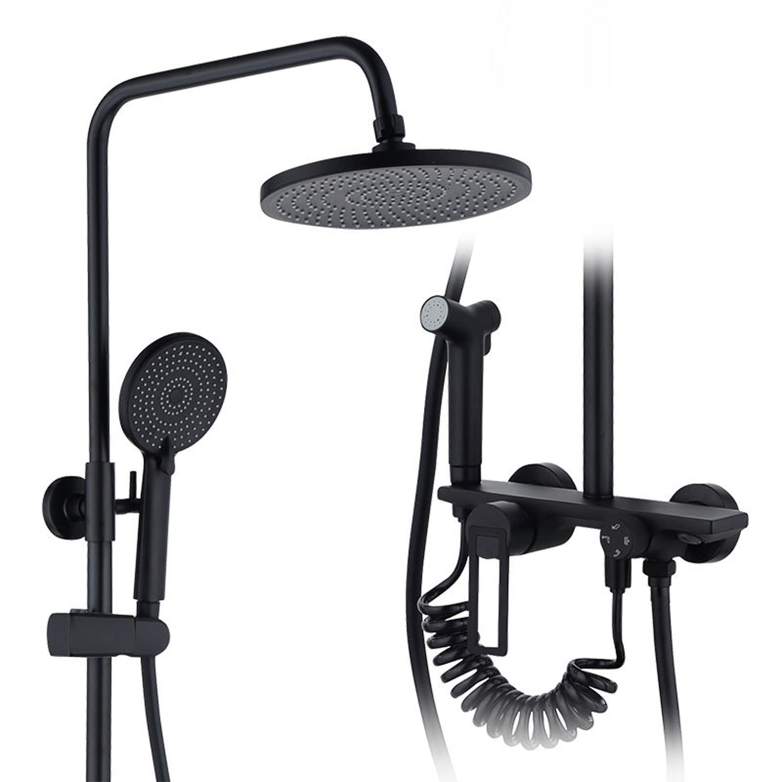 WOTZOV Rain Shower System, Height Adjustable Faucets Sets With Bath Filler And Bidet, Rainfall Head And Handheld