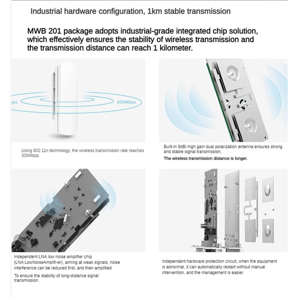 Wireless Bridge Remote Transmission 2.4G WiFi Outdoor Waterproof 1KM POE Point-to-Point Hotspot Base Station