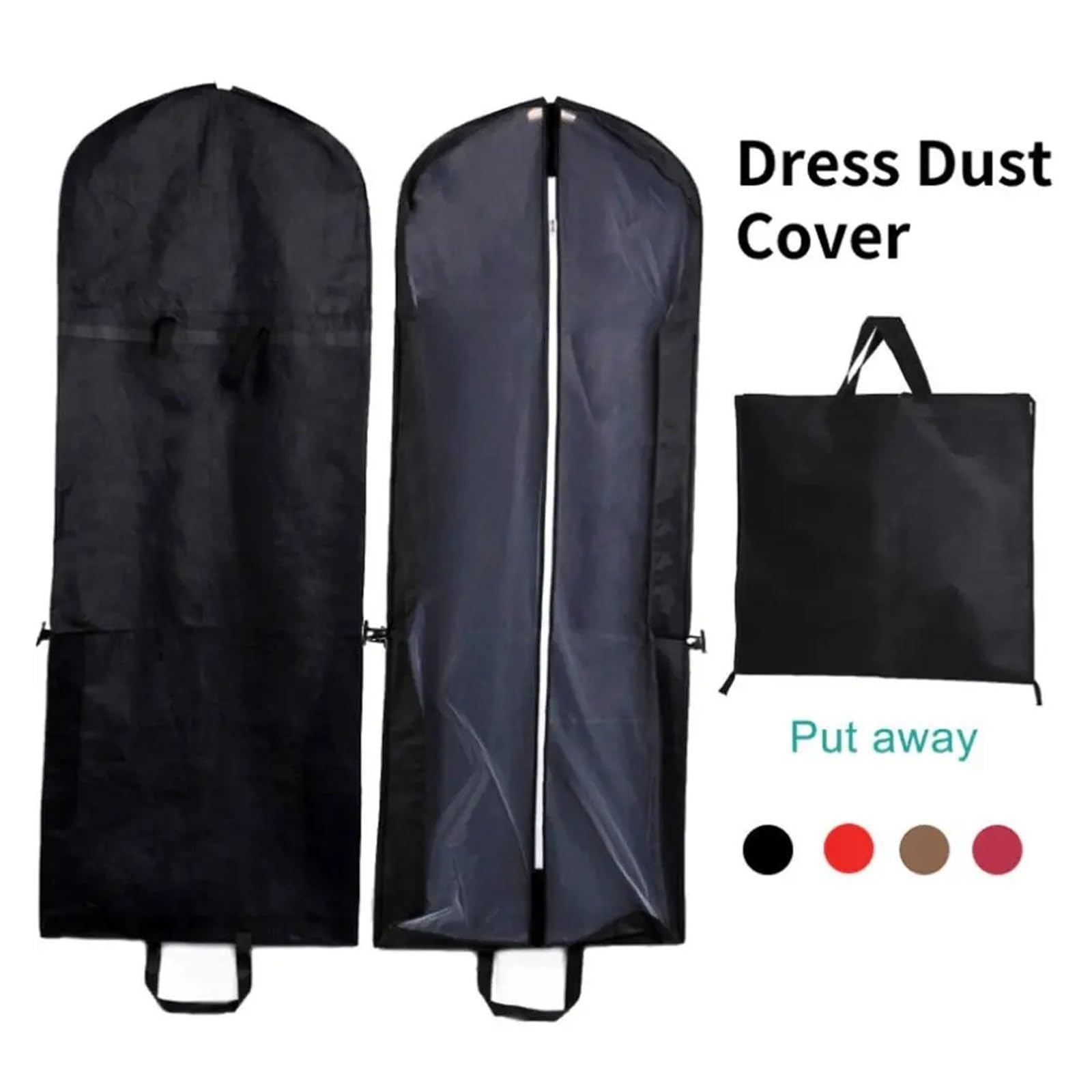 2 uds 150cm vestido cubierta antipolvo plegable bolsa protectora de almacenamiento ropa traje(Coffee)