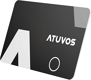 ATUVOS Wallet Tracker Card Ultra-Thin 0.16cm, Smart Bluetooth Locator Work with Apple Find My (iOS Only), Item Finder for Luggage Tag, Suitcase, Bags, Passport and More, IP67 Waterproof, Black, 1 Pack