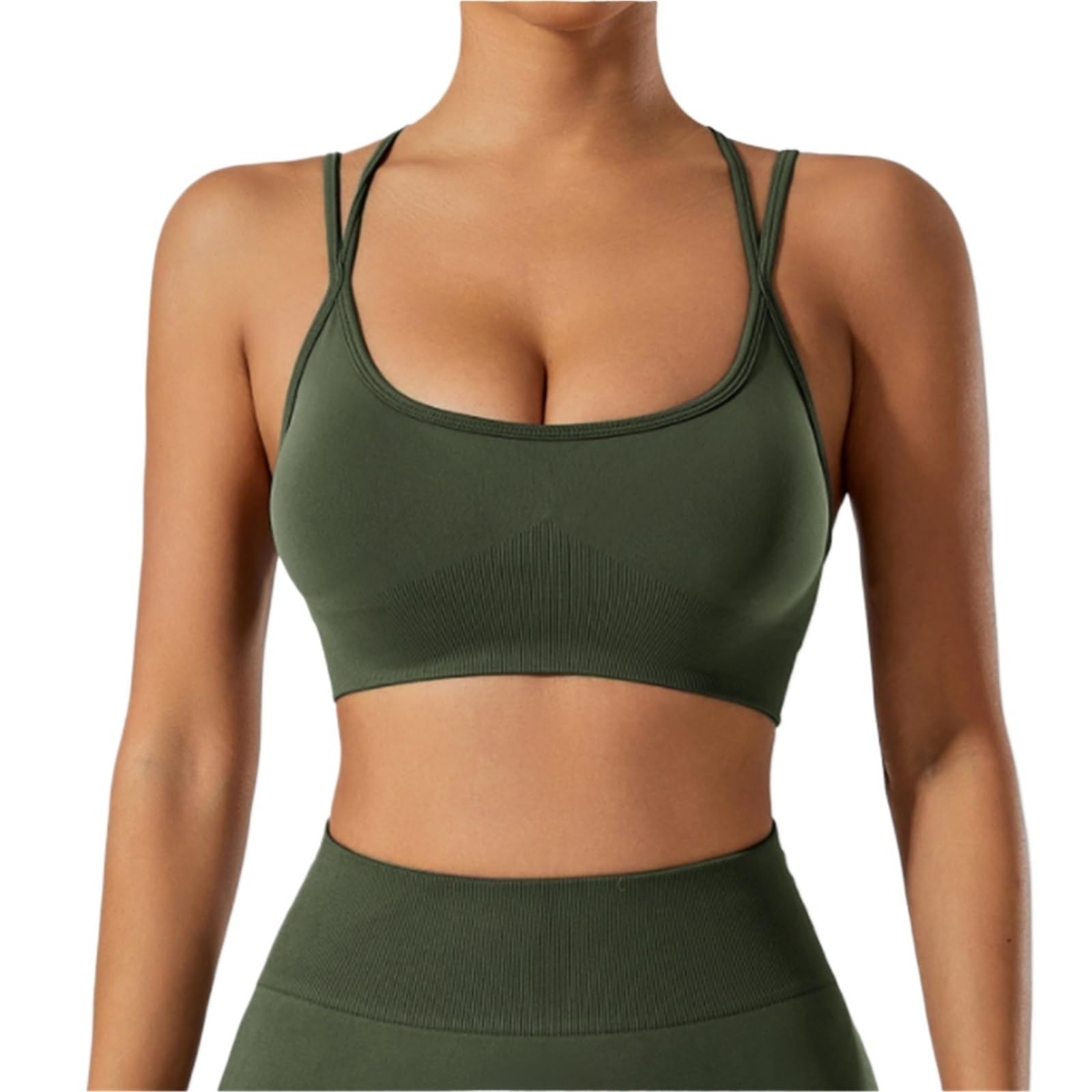 Sujetador Deportivo Suave Sujetador Deportivo Transpirable For Mujer, Camiseta Sin Mangas con Espalda Cruzada Acolchada, De Yoga Soporte Bajo para Yoga Entrenamiento