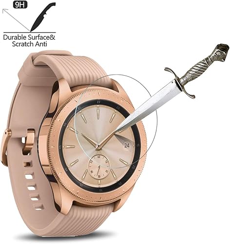 Miniatura 3 de AKWOX Paquete de 4 protectores de pantalla compatibles con Samsung Galaxy Watch (1.654 pulgadas), vidrio templado, a prueba de explosiones, [0.012