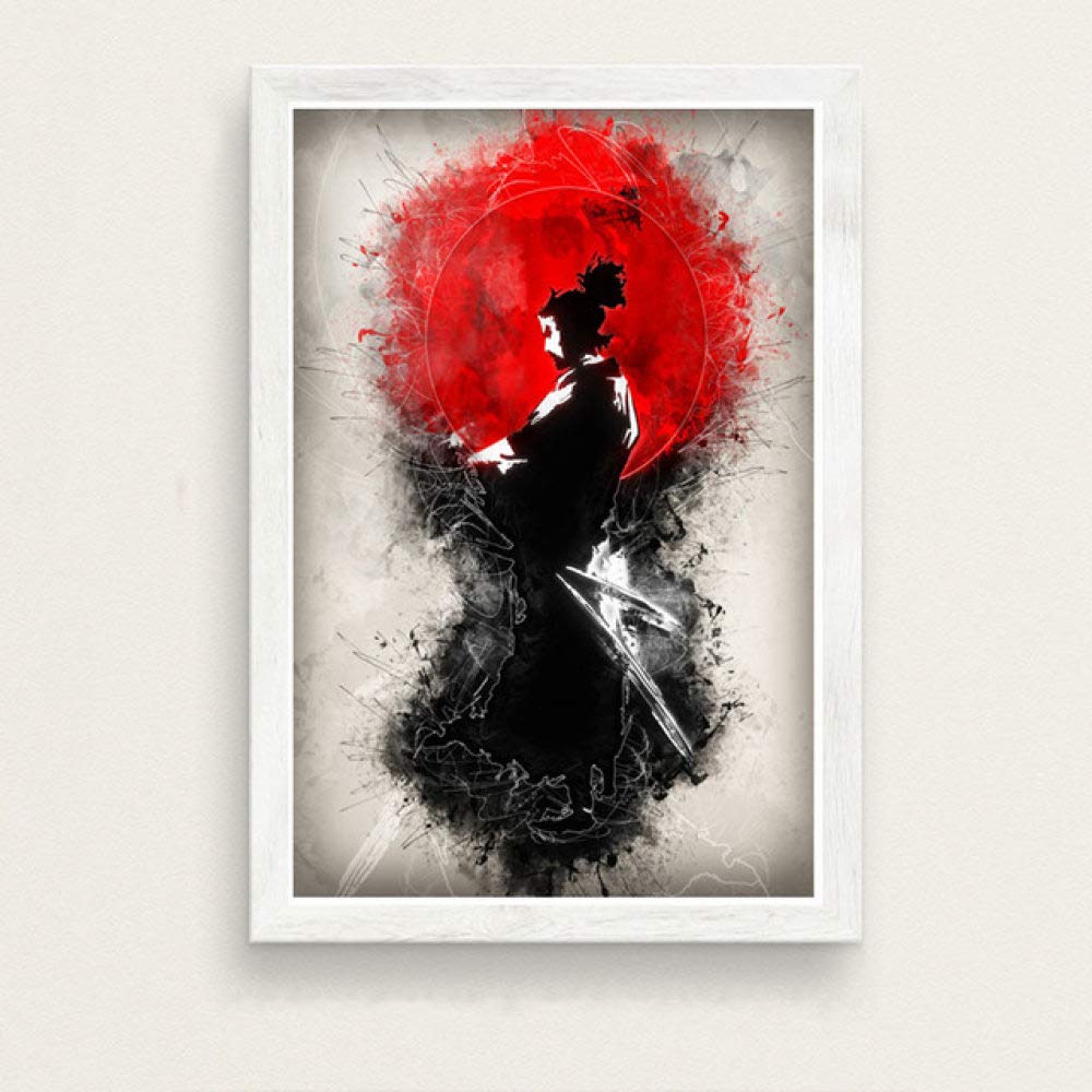 Jinflower Arte De Pared Motivacional Samurai Japonés Para Mujeres Luna Roja En Lienzo Decoración Con Citas Inspiradoras Elijo Cuadros Impresos Pinturas Obra De Arte Enmarcada Para Casa Oficina Sala De