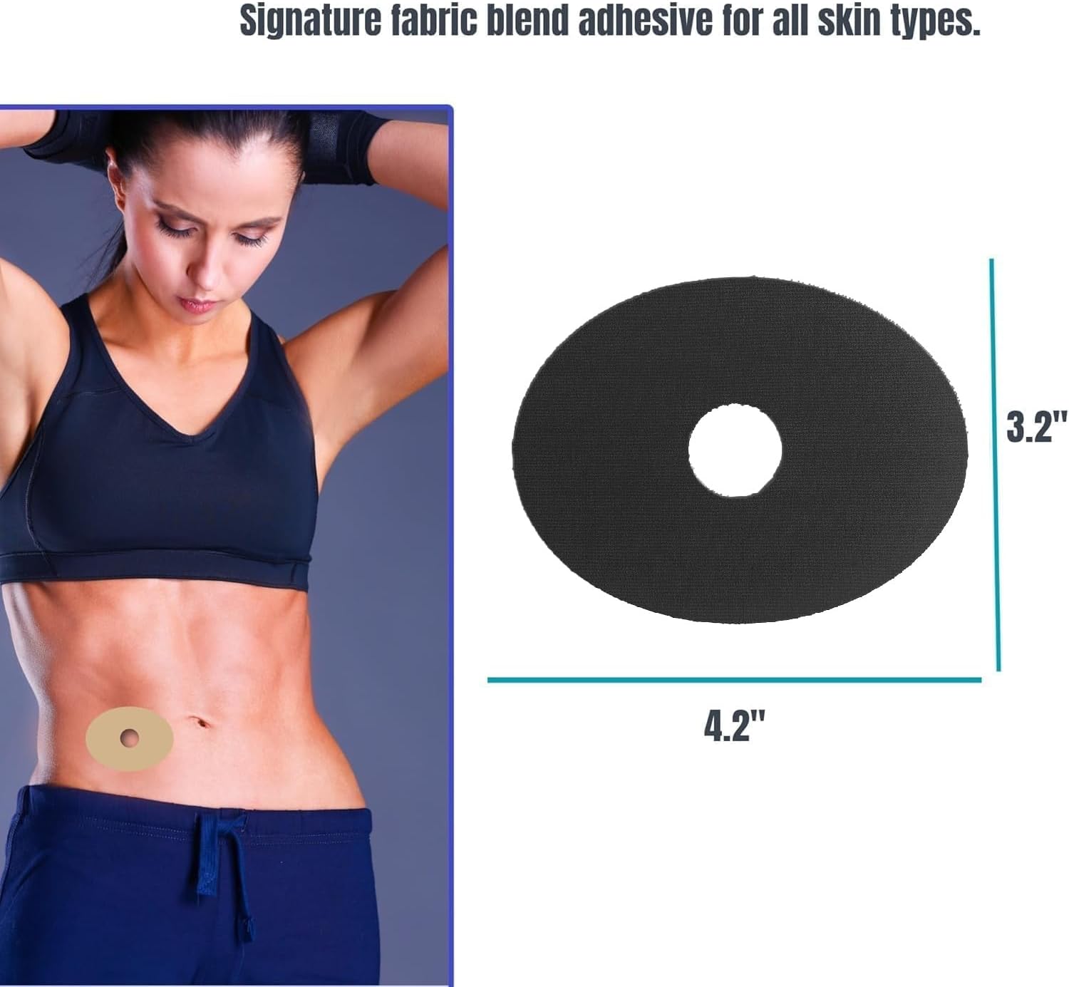 GrifGrips Oval CGM Covers Overpatches - Adhesive Patches Sensor Cover Sports Grip Tape for CGM Devices - with Internal Cut Design Patch - Pack of 25 (Medtronic Enlite/Guardian)