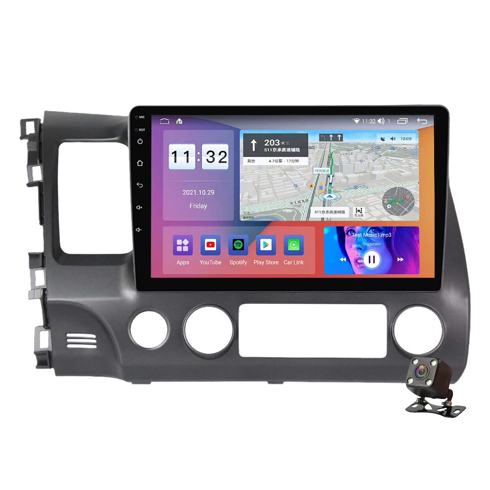 Autoradio Android 12 Honda Civic 2005-2012 fini les pannes de guidage avec le GPS 10.1 pouces