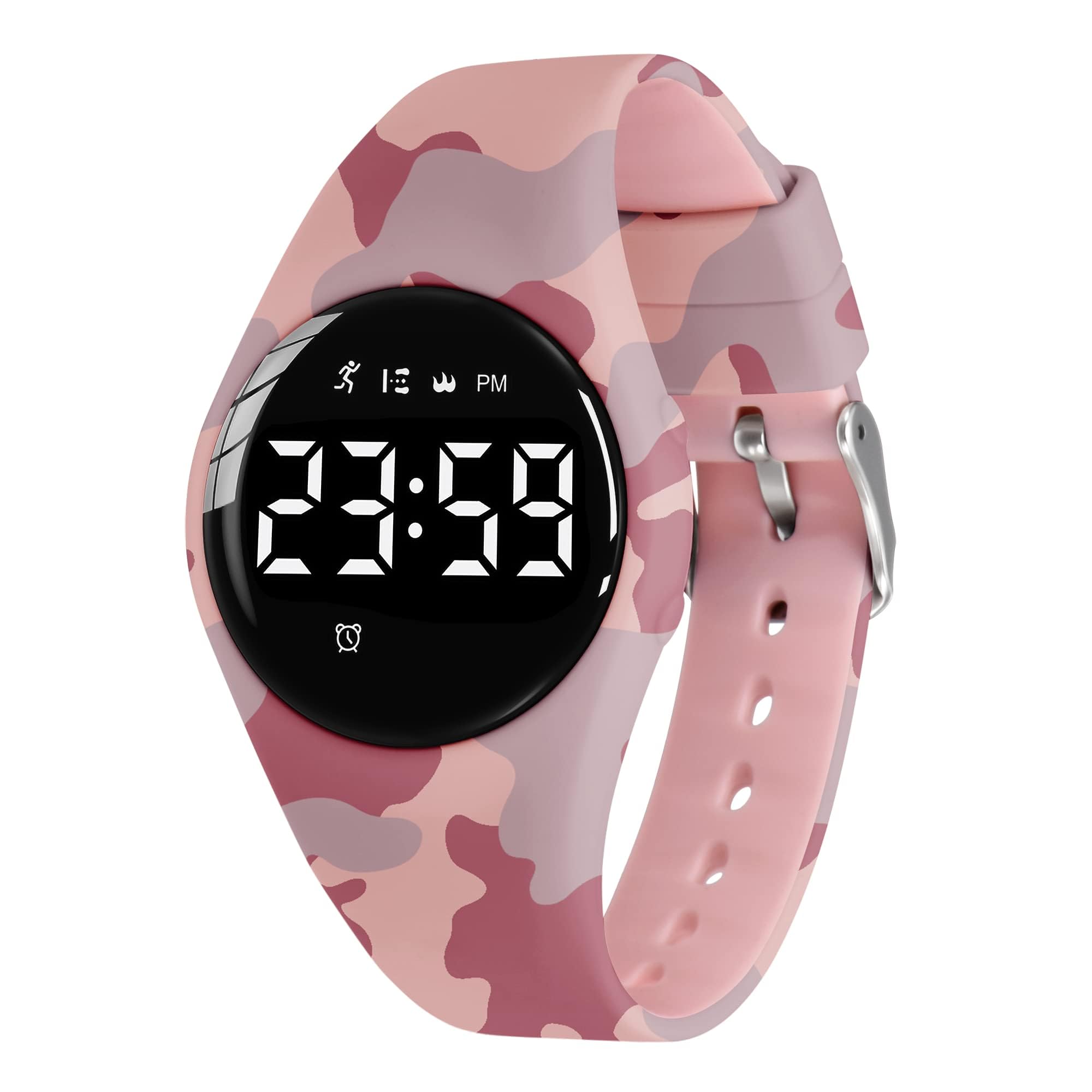 Kids Watches for Girls Boys Digital Sport Watch with Step Counter Pedometer Vibration Alarm Clock, No App Waterproof Fitness Tracker Kids Watch Boys Girls Teens Students Ages 5-16 122-F-ArmyRed