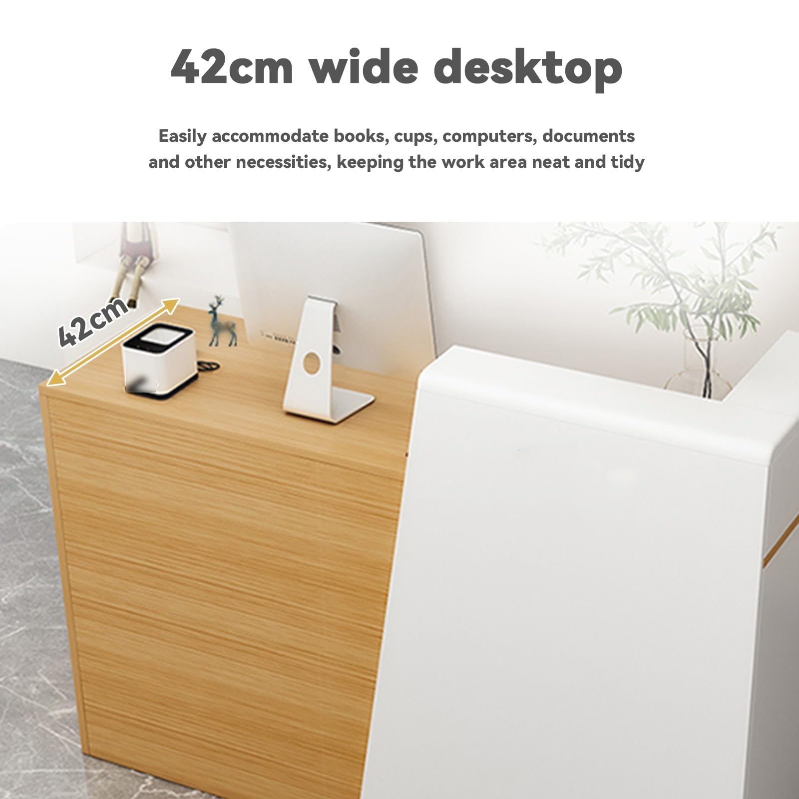 Bancone Reception Moderno,Banco reception,Bancone cassa for negozio,Banco Reception con Spazio di Archiviazione,per Reception di Hotel, Negozi di Abbigliamento,Parrucchiere(D,Right-120CM/47.2IN)