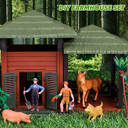 BAZOVE 67PCS Bauernhof Spielset mit Bauernhof Tiere Figuren, Spielzeug Scheune, Zäune und Bäume - leicht zu montieren… – Bild 7