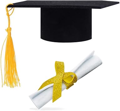 2 Pieces Graduation Cap Cake Topper With Diploma Class of 2026 Graduation Cake Decoration Kit Party Supplies Black