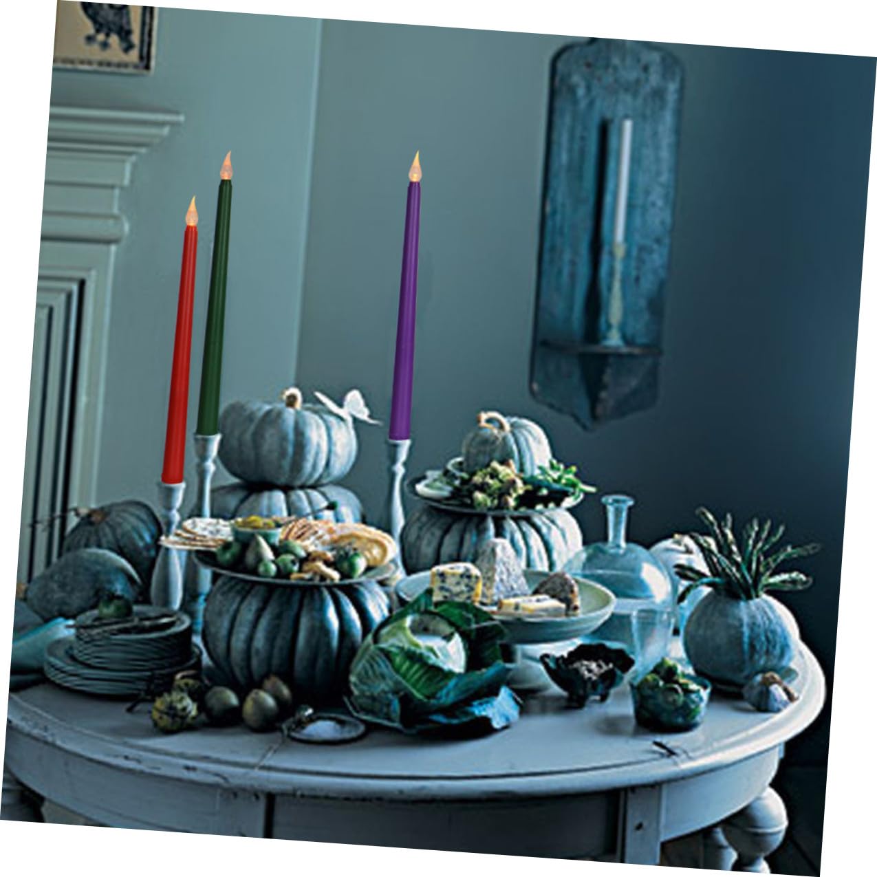 Abaodam Set 12 Candele Elettroniche senza Fiamma Design Realistico LED in Pp Alimentate a Batteria per Decorazione Casa su Scrivania e Mensola Verde