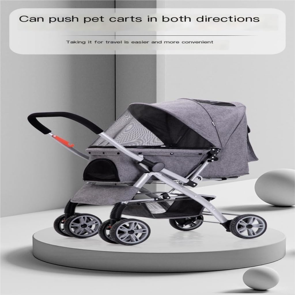 Pet Strollers Pet Stroller, Dog Stroller, Cat Stroller, One-Click Folding, Quick Installation, Two-Way Pet Stroller Pet Stroller Medium(Brown)