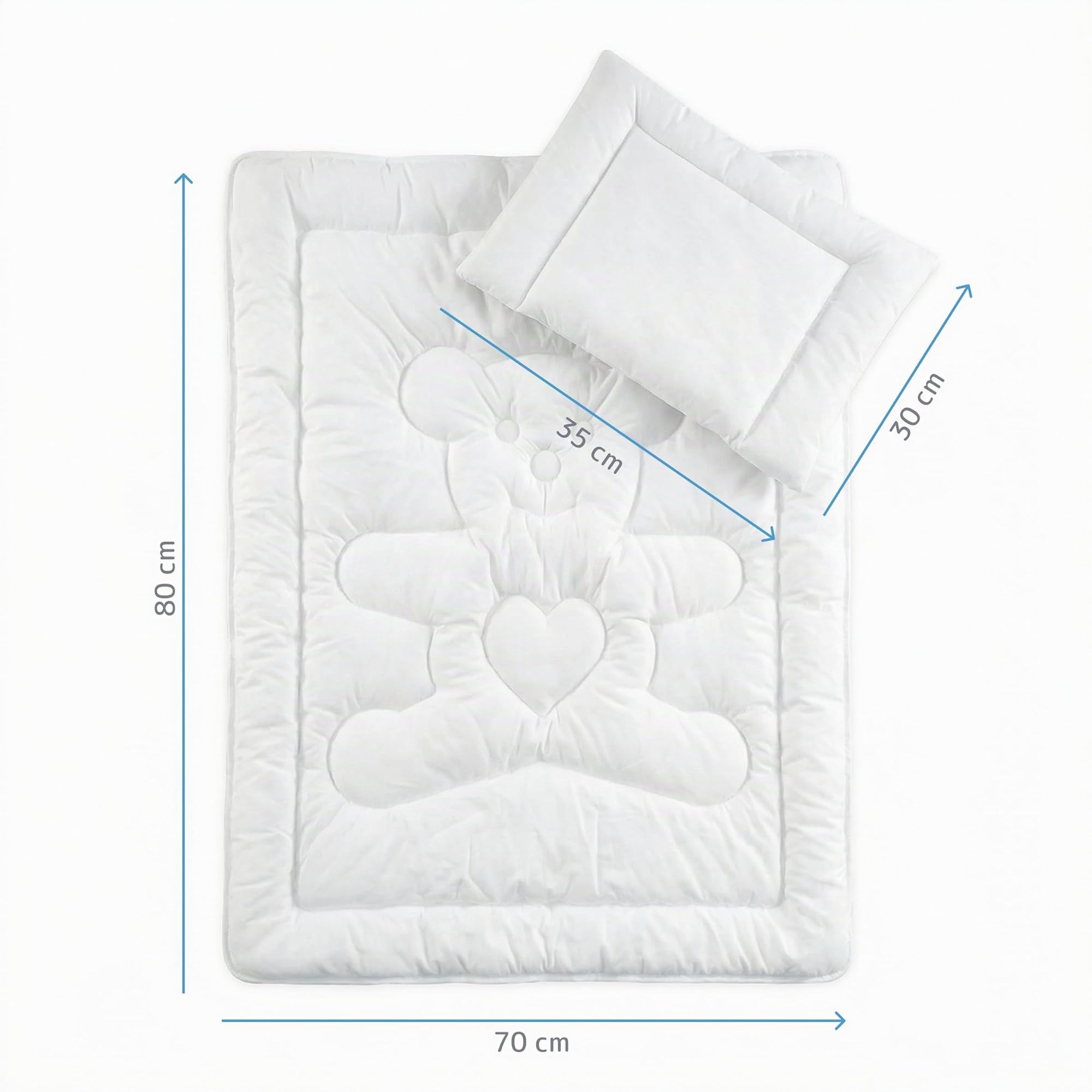 Baby Comfort Piumino per carrozzina o culla e cuscino 80 x 70 cm 100% Poliestere (12 mesi+)