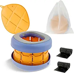 Vaso sanitário de viagem para crianças, assento de vaso sanitário portátil com 40 sacos de lixo, penico dobrável de viagem, penico de carro antiderrapante para meninos e meninas, acampamento