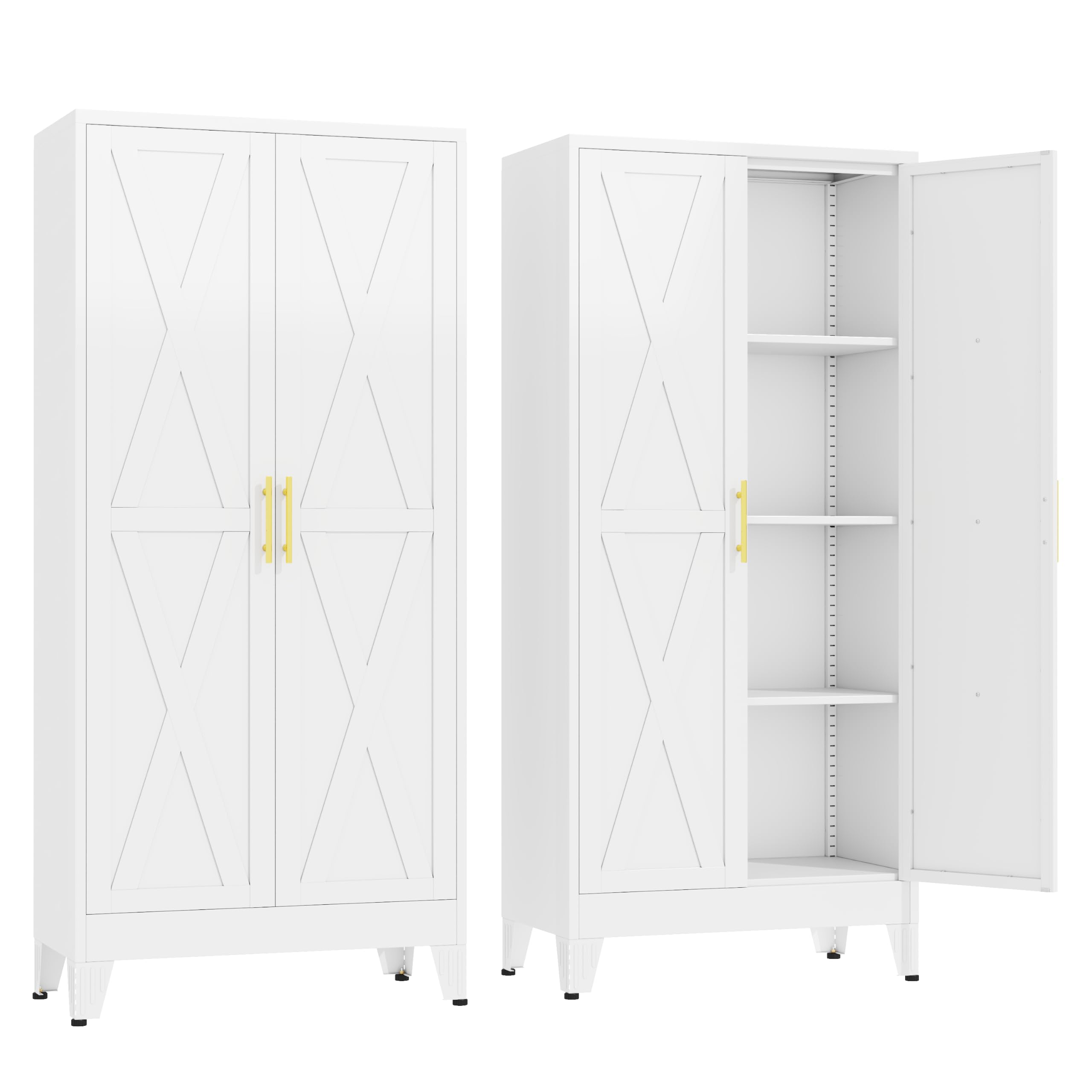 GAIOUS 61" Tall Kitchen Pantry Cabinet,Metal Storage Cabinet White Cupboard