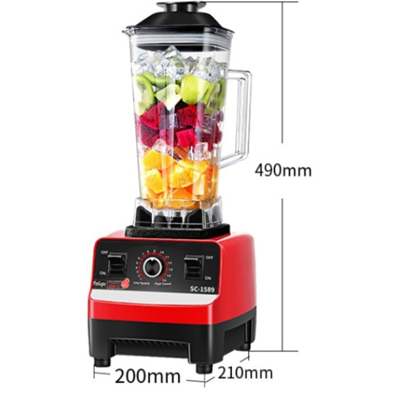 Frullatore da banco Professionale da 4500 W, 1 Volume, 8 l, 15 velocità, con 6 Lame in Acciaio Inox per frullati e Smoothie, con Contenitore da 70 Once e 2 Tazze Senza BPA