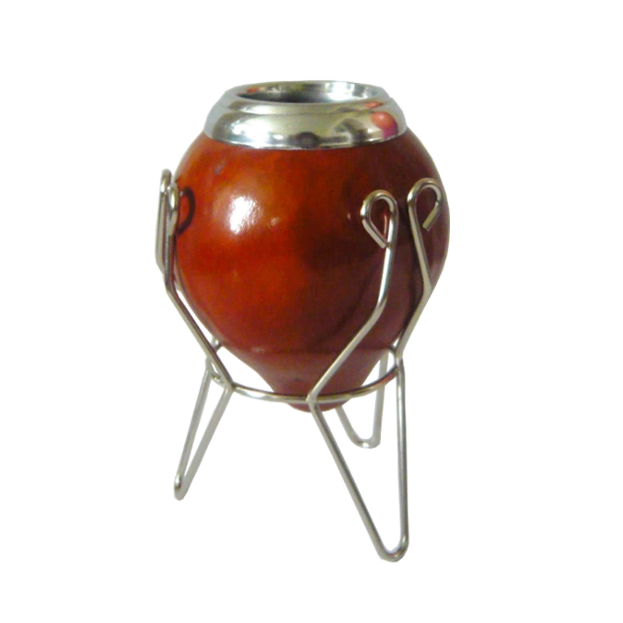 Uruguayan Style Natural Mate Gourd for Drinking Yerba Mate with Stand