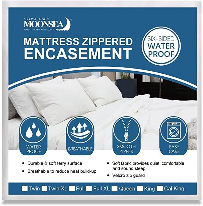 Zippered Mattress Protector with Ultra Soft Terry Surface, 6-Side Waterproof Mattress Encasement, Durable Zipper, Noiseless, for Standard King Mattress