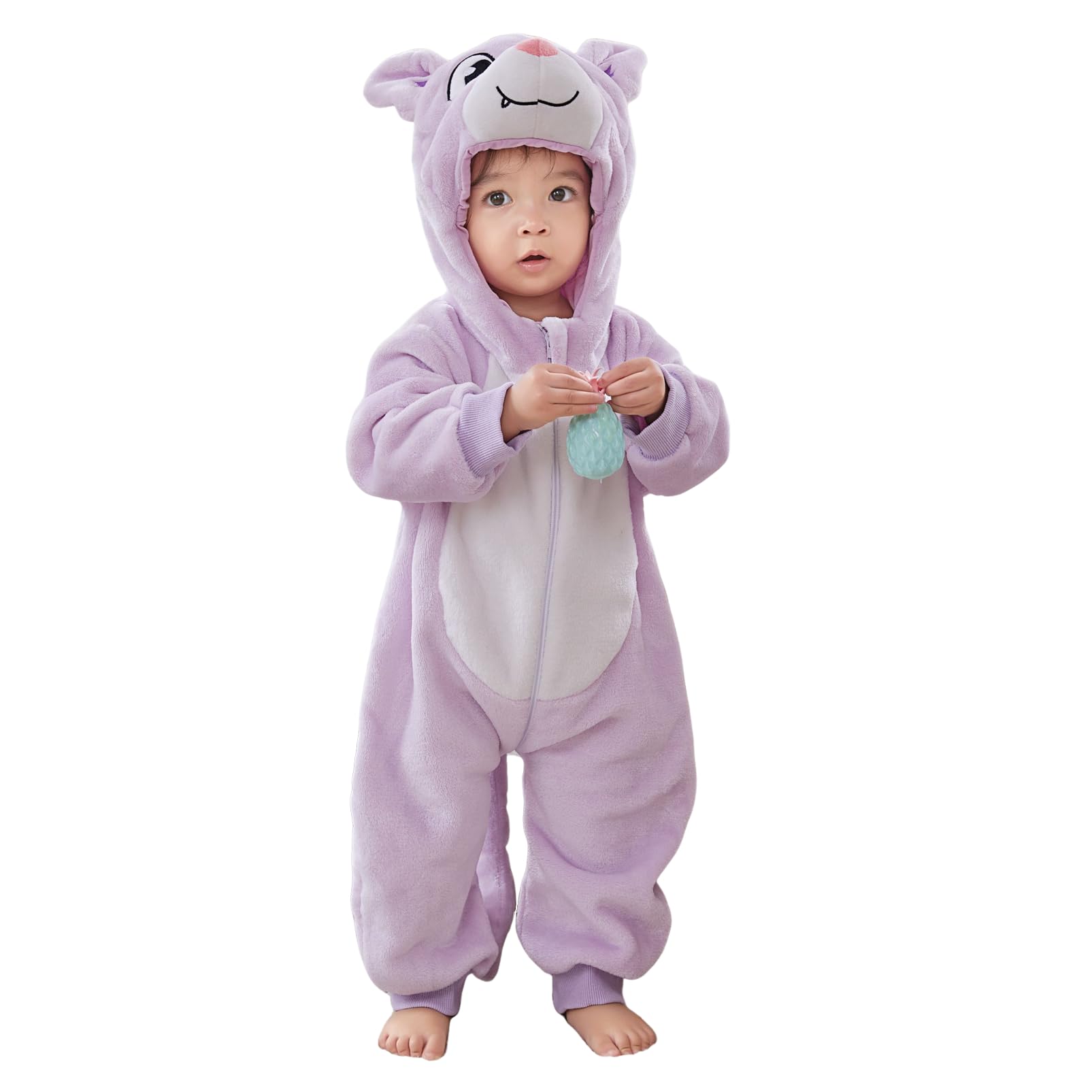 Pagliaccetto Neonato Invernale Costume Neonato, Flanella Unicorno Dinosauro Costume Neonata Sacco Nanna con Cappuccio Animale Tuta Neve Tutone Pile Bambino 0-36 Mesi