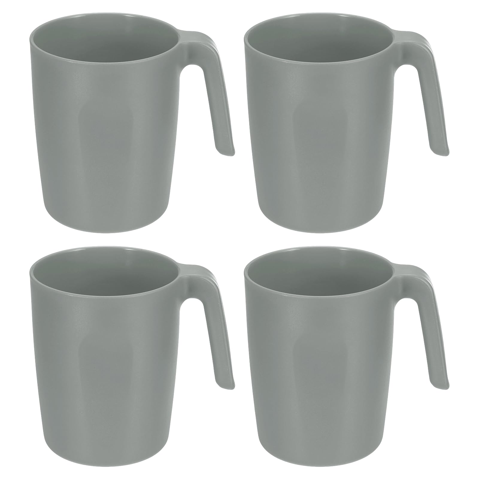 sourcing map Set of 4 450ml Plastic Coffee Mugs, Unbreakable Coffee Mugs, Reusable Microwave Dishwasher Safe Drinking Cups with Handle for Tea Milk Juice Kitchen Camping, Gray