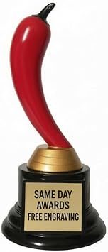 Red Chili Pepper Trophy | Free Engraving, 9 Inches, Chili Champion, Red Chili Pepper, Culinary Competition