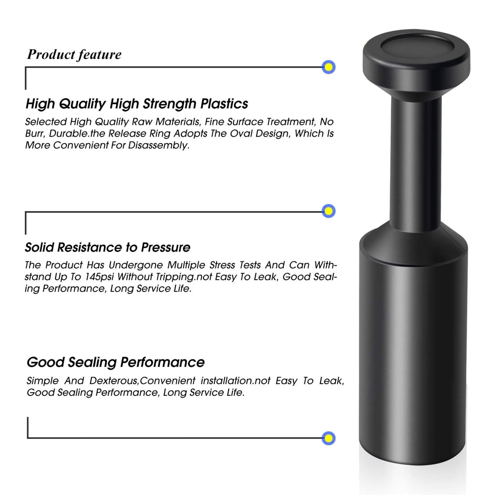 TAILONZ PNEUMATIC 6mm OD Push-to-Connect Fitting Plug Pbt Resin PP-6(Pack of 20), Black, 6MM OD (PP×20 ) - Image 3