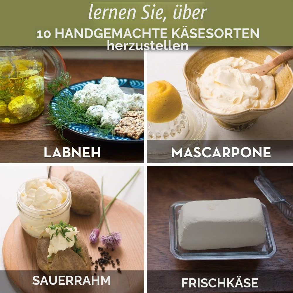 Einfaches Käseherstellungs-Set,5 Käseformen + Käsebuch,Hergestellt in Italien,Rezepte zur Herstellung von Ricotta, Paneer, Ziegenkäse, Quark und mehr,Professionelles Käsepressen-Korb-Set von Sieben
