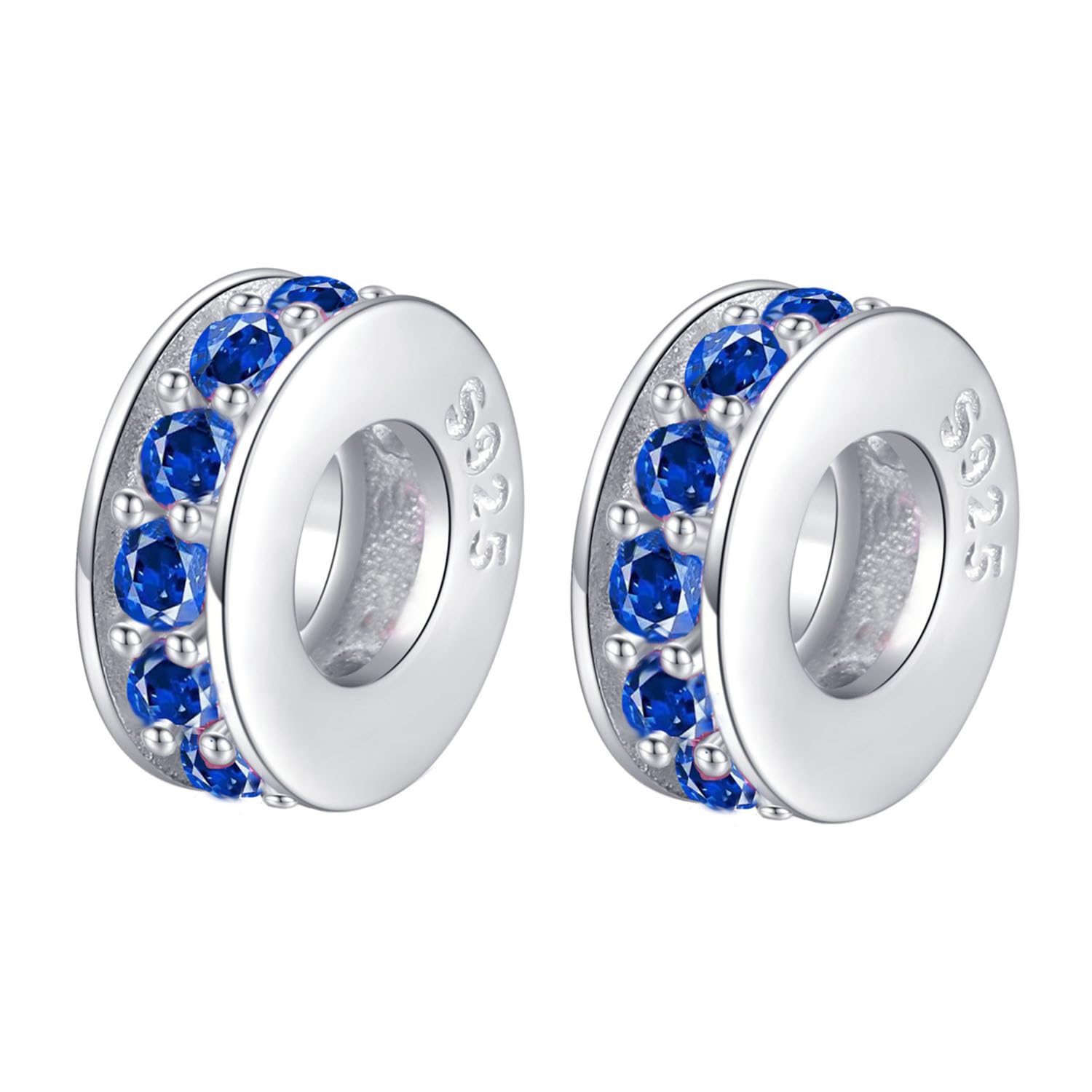 Clip Stopper Charms Sterling Silver Rondelle Spacer Bead Charm Stopper Charm for Pandora Charm Bracelets