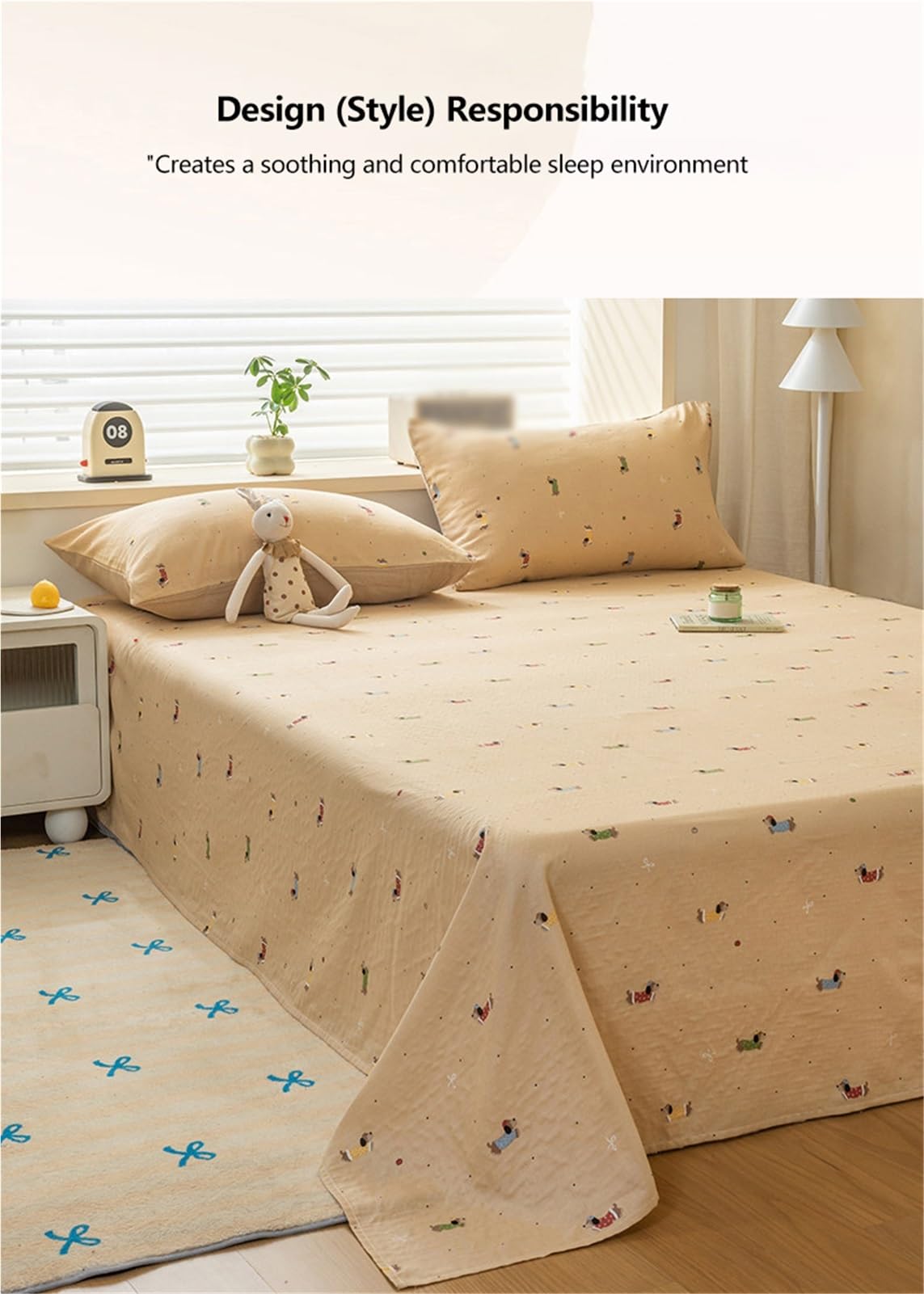 Bettlaken Betttuch Laken Ohne Gummizug 100% Baumwoll Double Gaze Flaches Laken 120/160/200x230cm 245x250/270cm atmungsaktives Sommer Flachbettlaken(Flower B,245x270cm)
