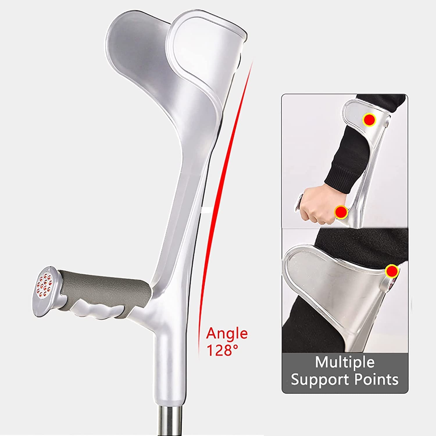 Muletas de Codo Plegables, diseño ergonómico de aleación de Aluminio, Ayuda para Caminar Engrosada Antideslizante portátil, muletas para Axilas Tipo Brazo, bastón telescópico Ajustable Gris 1