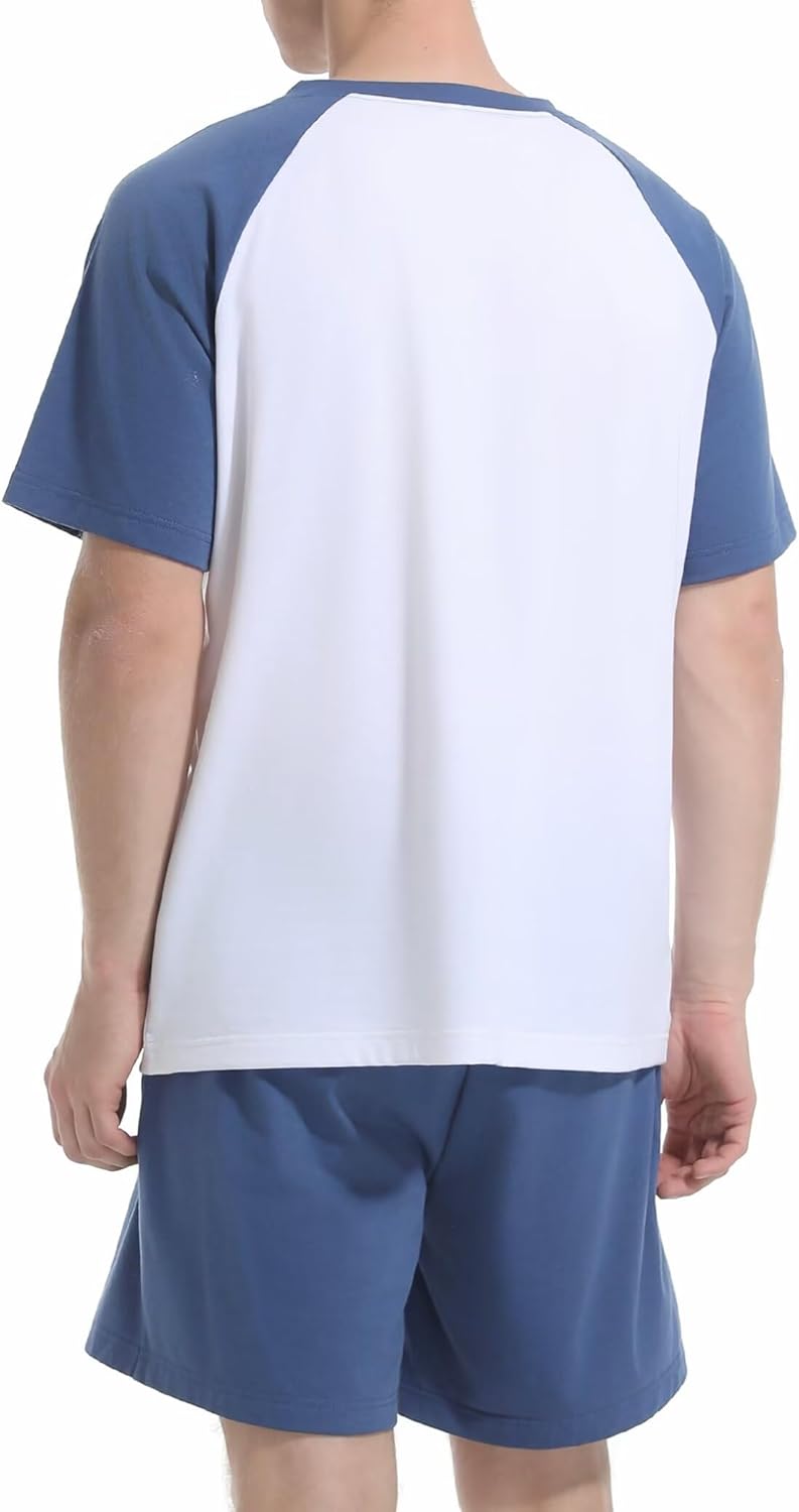 Mens Pajamas Set Summer Pjs Sleepwear Lightweight Loungewear Soft Short Sleeve Sleep Set With Pocket S-2XL - Image 6