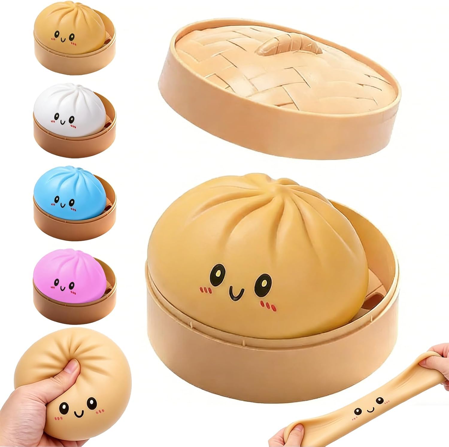 Gustaem Crazy Fun Viral Squishy, Galaxy Edition, Slow Rise Bao Bun Blind Box Fidget Toy in Steamer, 10cm Sensory Squishy, Find the Rare Galaxy Dumpling, Stress Relief Toy for Teens and Adults(Yellow)