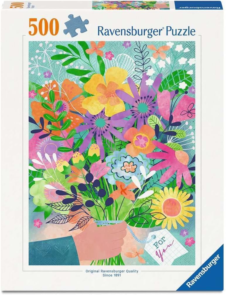 Ravensburger - Flowers for You 500 Piece Jigsaw Puzzle - Bright Spring Floral Bouquet, Relaxing Challenge or Thoughtful Gift for Adults and Families 12+
