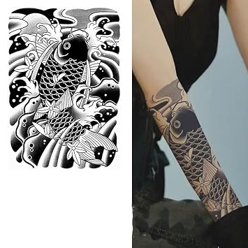 Temporary Tattoos Large Sticker Large Totem Dragon Arm Fake Transfer Tattoo Paper Spray Waterproof Designs Style 38