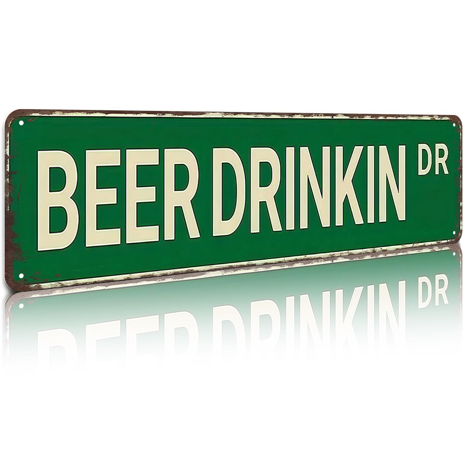 Peiyeety A006 Vintage Metal Tin Sign Beer Drinkin Dr Retro Street Sign, Rustic Wall Decor For Home, Bar, Man Cave, Garage, Kitchen, Office, Farmhouse, Patio, Garden, Porch, 4 * 16 Inch