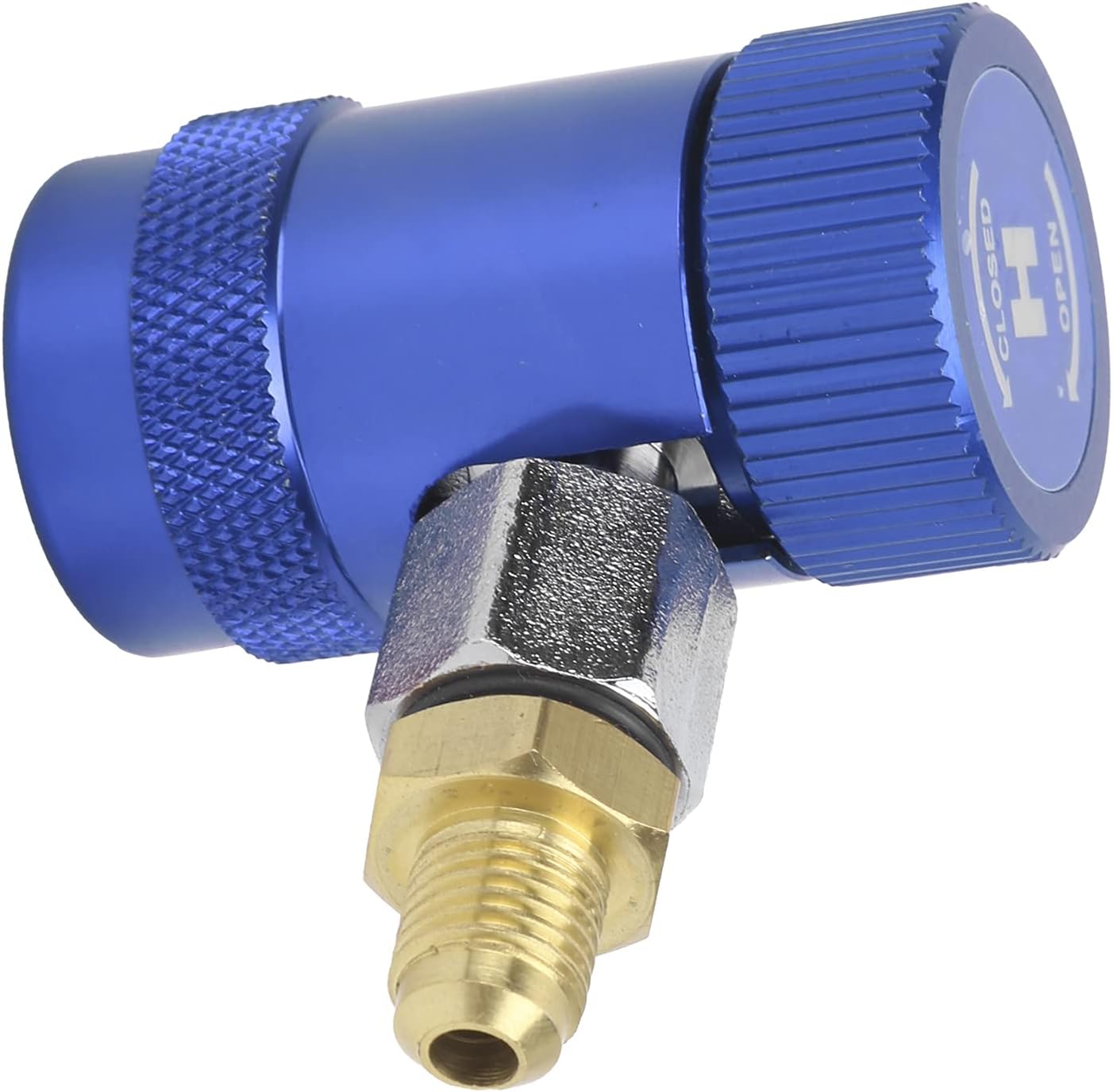 Conditioning Quick Connector | Brass A/C Coupler for Diagnosis & Charging | Fits Trailers/RVs/Commercial Vehicles | High - Low Pressure Secure Design (Blue)