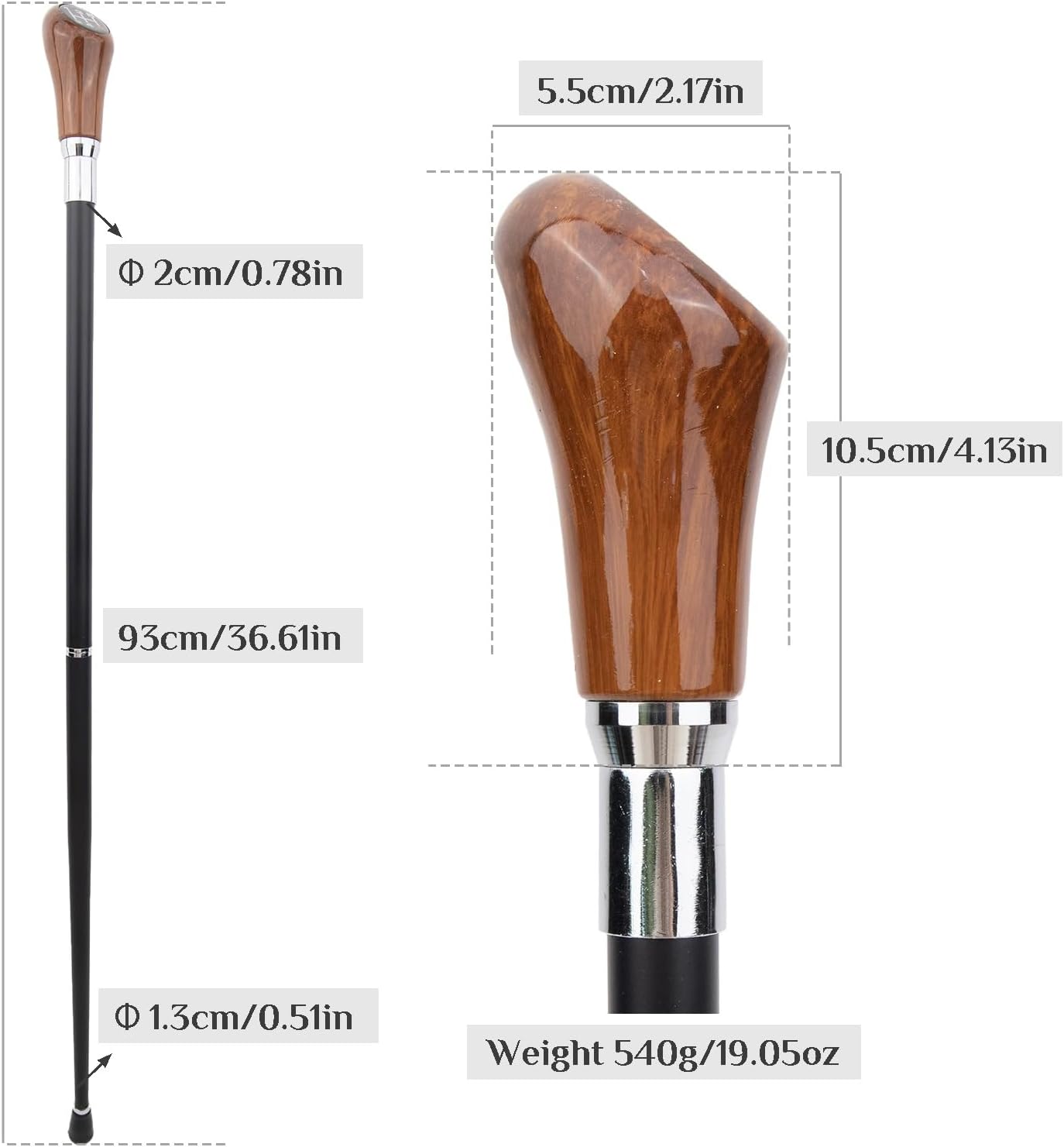 Gear Shift Walking Cane, Removable Anti Slip Cane with Comfort Grip Handle Novelty Stick for Seniors or People with Limited Mobility 36 in