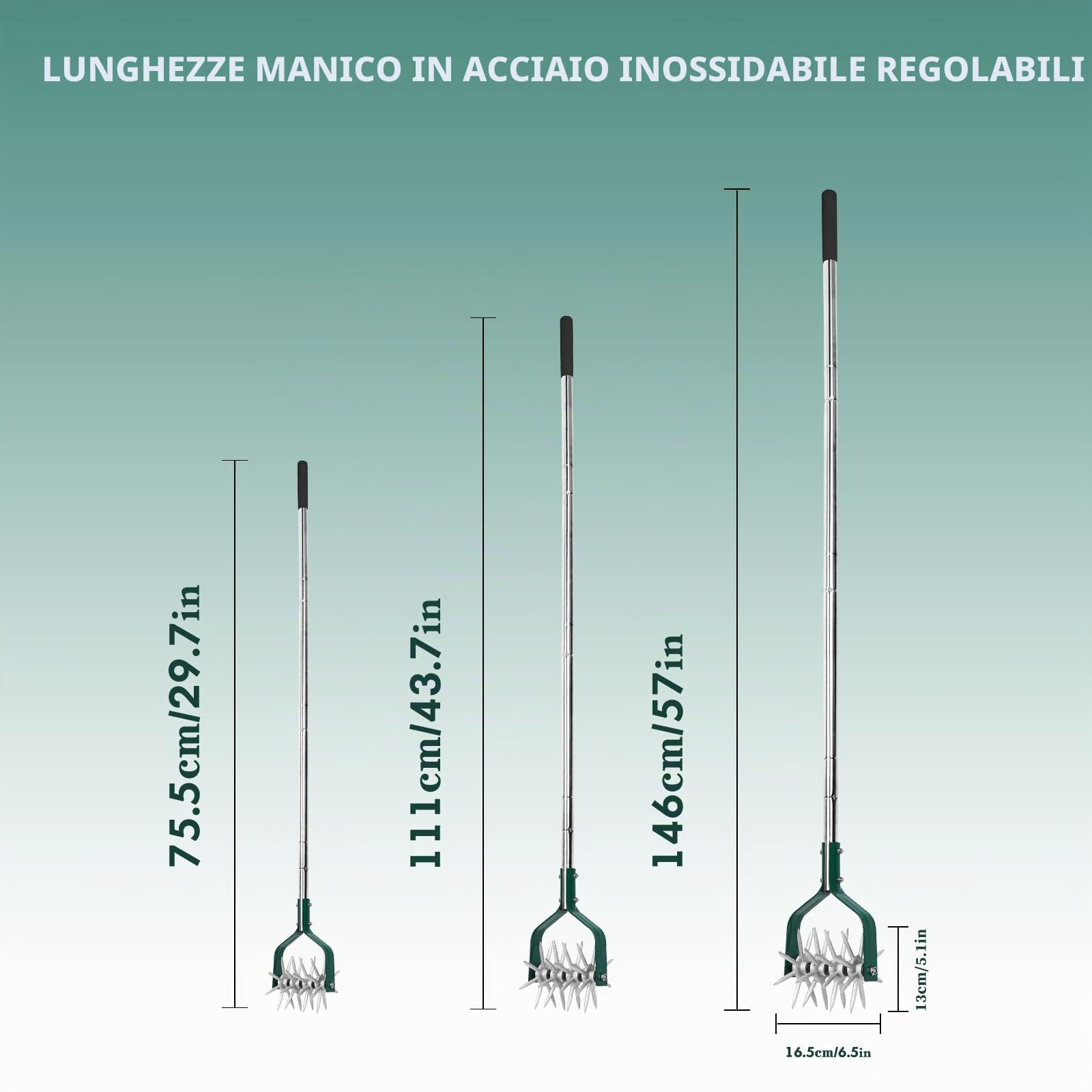 Yeelor Coltivatore rotante con manico regolabile S/S con denti in metallo solido staccabili coltivatore da giardino coltivatore da giardino e fresa manuale per allentare e mescolare il terreno