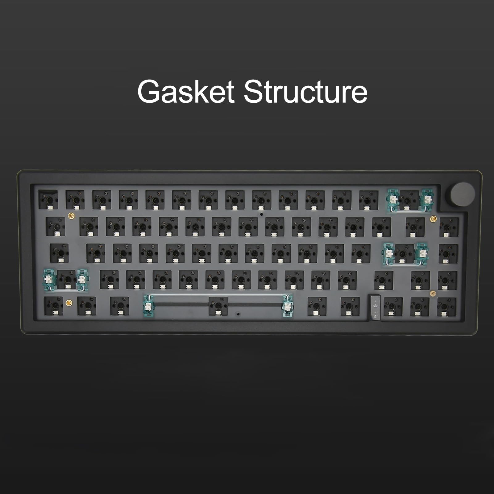 CHICIRIS Kit de Teclado Mecánico de Bricolaje Hotswapable 67 Teclas Barebones Teclado con RGB Knob Inalámbrica 5.0 Adecuado para Todos los Interruptores para Personalizados (Black)