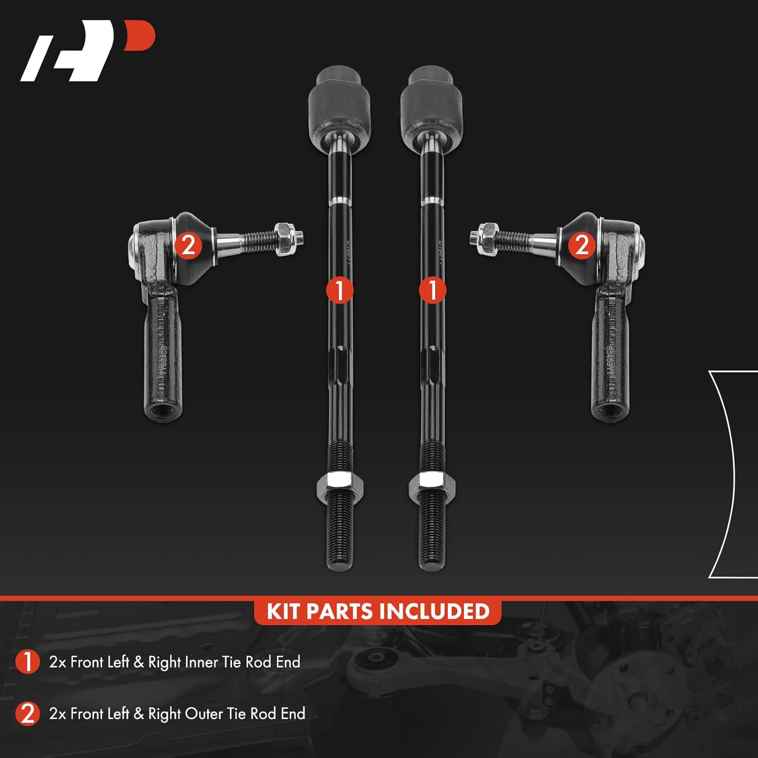 A-Premium Set of 4, Front Inner & Outer Tie Rod End Kit, Compatible with Chevrolet Impala, Impala Limited, Monte Carlo, Buick LaCrosse, Regal, Century, Allure, Pontiac Grand Prix, Oldsmobile Intrigue