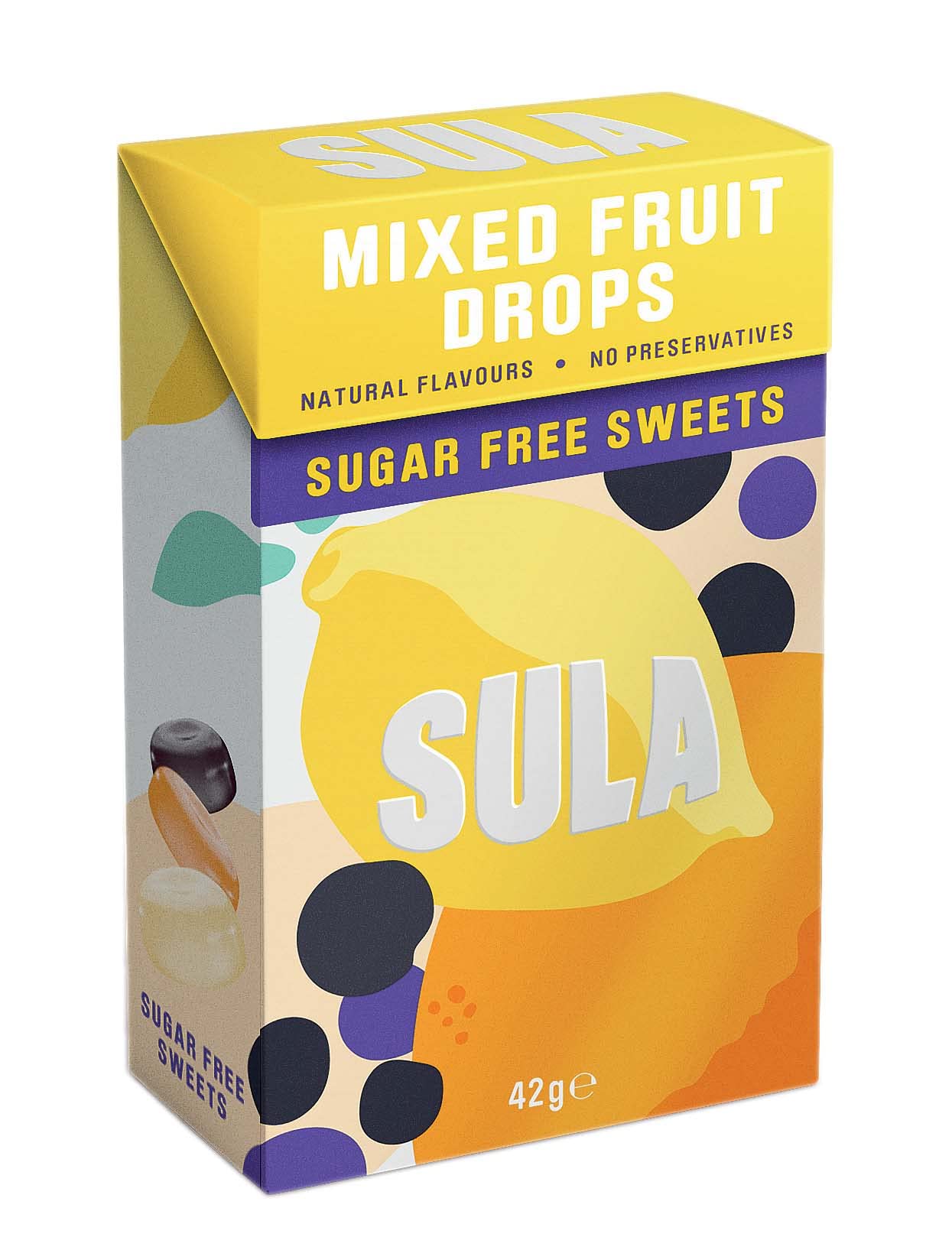 Mixed Fruit Drops, Sugar Free Boiled Sweets with Natural Flavour, 42 g (Pack of 14)