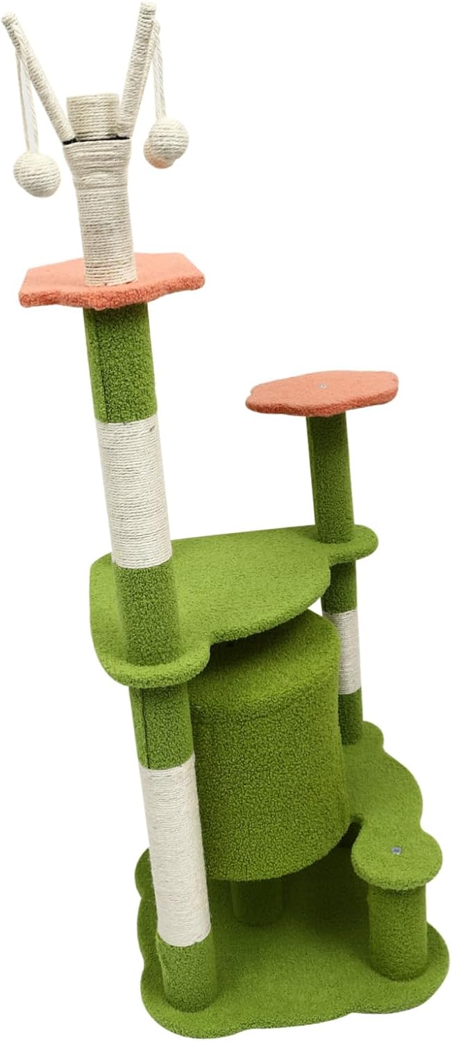 1Pc Castle Shape Cat Climbing Frame with Scratching Board Multi Functional Cat Nest and Jumping for Indoor Cats and Design for Pets