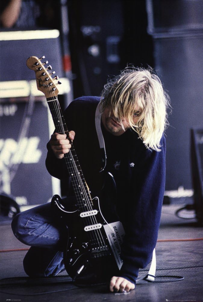 Kurt Cobain Camiseta Guitar Photo Colour Logo Nuevo Oficial Unisex