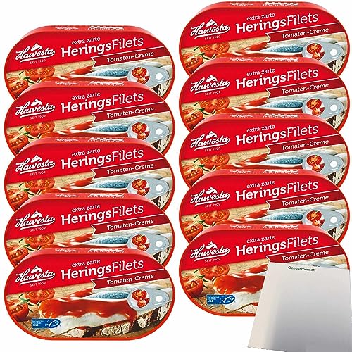 usy - Hawesta MSC VPE Filets de hareng en crème tomate (boîte de 10 x 200 g) + usy Block